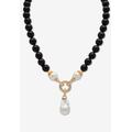 Women's 1.72 Cttw. Black Agate & Keshi Pearl Drop Beaded Necklace Gold-Plated 20" Length by PalmBeach Jewelry in Black