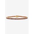 Women's 12.90 Tcw Round Genuine Red Garnet Yellow Gold-Plated Tennis Bracelet 7.25" by PalmBeach Jewelry in Red