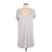Lovers + Friends Casual Dress - Shift Plunge Short sleeves: Gray Dresses - Women's Size Medium