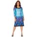 Plus Size Women's Embellished Shift Dress by Catherines in Black Watercolor Border (Size 1XWP)