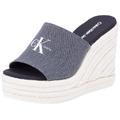 Calvin Klein Jeans Damen Wedge Espadrilles Slide aus Canvas, Mehrfarbig (Black Salt And Pepper), 38