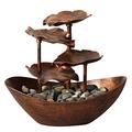 Indoor Water Fountain With Lights, Indoor Water Lily Fountain, 4-Tiers Lotus Leaf Small Waterfall Fountain, Automatic Pump with Power, 10" H Small Desk Fountain for Home Relaxation