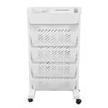 YWBL-WH White Storage Organizer Shelf Removable Plastic Movable Bookshelf Storage Shelving Unit 5 Tiers Mobile Shelving Unit for Home Study Room (5 Layer)