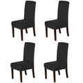 Suede Dining Room Chair Covers Dining Chair Slipcover Velvet Chair Covers for Dining Room, High Back Chair Protector Soft Stretch Removable, Washable,Black,Set of 4