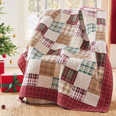 Carlton Patchwork Throw Blanket Red 50 x 60, 50 x 60, Red