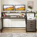 17 Stories Denfield Desk w/ Hutch, Drawers, Elevated Monitor Riser Stand Wood/Metal in Gray/Black | 35.43 H x 62.99 W x 19.68 D in | Wayfair