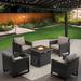 Latitude Run® Ingvald 4 - Person Outdoor Seating Group Synthetic Wicker/All - Weather Wicker/Metal/Wicker/Rattan/Rust - Resistant Metal | Wayfair