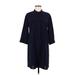The Limited Casual Dress - Shirtdress Mock 3/4 sleeves: Blue Solid Dresses - Women's Size Medium