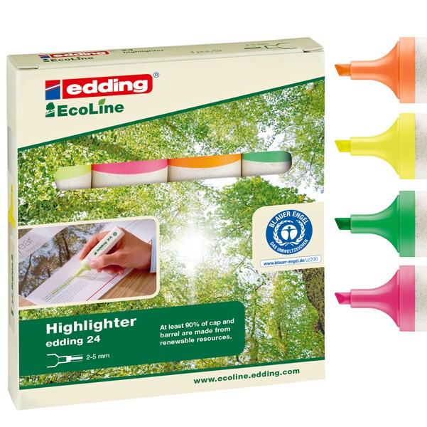 edding EcoLine Textmarker 24, 4er Etui Image