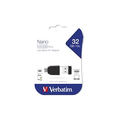 Verbatim Nano USB 2.0 Stick OTG 32 GB inkl. Micro USB Adapter