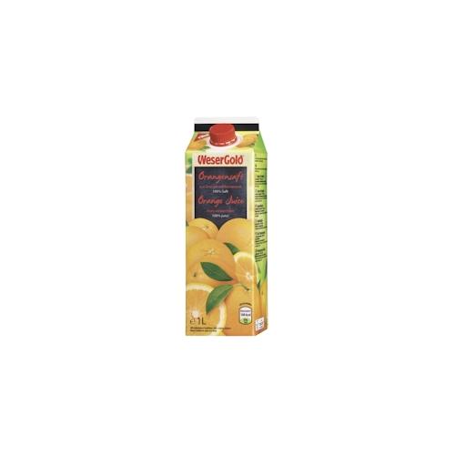Wesergold Orangensaft 100 % Fruchtgehalt Tetra Pack 8 x 1 l (8 l)
