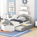 Twin Size Boat-Shaped Platform Bed with Twin size Trundle,Twin Bed with Storage for Bedroom