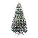 7ft Prelit Christmas Tree with Lights 8 Modes Yellow Warm Lights Artificial Dark Green with White Edge Pine Tree with Stand