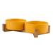 Ceramic Dog Bowl - Cat Dog Bowls with Non Slip Wood Stand - No Spill Pet Dish for Food Water Feeding Extra High Capacity (for Dog)