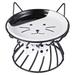 Cat Bowls Elevated Cat Bowl Raised Ceramic Cat Dish with Metal Stand Pet Water or Food Feeding Station for Indoor Cats Kitten Puppies and Small Dogs black