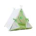 Cat House Tower Rattan Wicker Portable Furniture Tent Playpen with White Rattan & Green Soft Cushion 19.7 x 21.7 x 22 in.