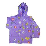 Childrens Lavender Flower Rain Coat - Size 6