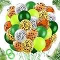 100 Jungle Balloons Party Decorations - Safari Animal Print Latex Balloons for Wild First Baby Shower