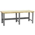 36 x 96 x 30 to 36 in. Adjustable Height Roosevelt Workbenches with 1.75 in. Thick Solid Maple Lacquered Butcher Block Top Gray