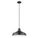 8.75 x 15.75 x 15.75 in. Alcove 1-Light Matte Black Pendant with Antique White Interior Shade