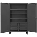 12 Gauge Recessed Door Style Lockable Cabinet with 1 Fixed Shelf & 3 Adjustable Shelves & 6 Drawers - Gray - 48 in.