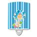 Fairy House Blue Stripes Ceramic Night Light