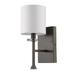 11.75 x 4.75 x 6.5 in. Kara 1-Light Oil-Rubbed Bronze Sconce with Fabric Shade & Crystal Bobeche