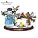 The Bradford Exchange Lighted Musical Snowman & Songbird Sculpture Christmas Decoration by Thomas Kinkade