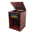 Victor Boyleston 7-in-1 3-Speed Turntable Music Center w Album Storage and USB Port (Mahogany)