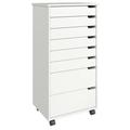 Euro Solid Wood 6 & 2 Drawer Wide Roll Cart White