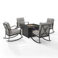 35.5 x 148 x 148 in. Outdoor Metal Conversation Set with Fire Table Taupe - 5 Piece