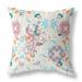 20 in. Peacock Indoor & Outdoor Zip Throw Pillow Pink Off-White & Sky Blue