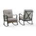 35.5 x 25 x 34.5 in. Outdoor Metal & Wicker Rocking Chair Set Taupe - 2 Piece