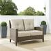 Outdoor Wicker High Back Loveseat Oatmeal & Light Brown