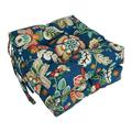16 in. Spun Polyester Patterned Outdoor Square Tufted Chair Cushions Telfair Peacock - Set of 2