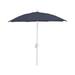 9 ft. Oct 6 Rib Crank White with Navy Blue Spun Poly Canopy Patio Umbrella