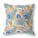 28 in. Tropical Indoor & Outdoor Throw Pillow Blue & Cream