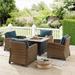 Bradenton Outdoor Wicker Conversation Set with Fire Table Navy - 5 Piece