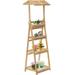 Small Slim Narrow Wooden Shelf Stand Cart Plant Shelf with Artistic Roof Design Will Add a Touch of Rustic Elegance to Your Home Frame Plant Stand Storage Rack Shelf Bookcase and Decor Neutral