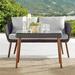 Athens All-Weather Wicker Two-Seat Outdoor Brown Bench with Light Gray Cushions