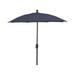 9 ft. Oct 6 Rib Crank Champagne Bronze with Navy Blue Spun Poly Canopy Patio Umbrella