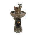 Resin Carved Tree Birdbath Fountain Brown