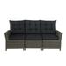 Asti All-Weather Wicker Three-Seat Reclining Sofa with Cushions