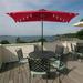 Solar LED 10 ft. x 6.5 ft. Aluminum Patio Rectangle Market Umbrella in Red with Push-Button Tilt