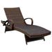 Reclining Chaise Lounge with Wicker Frame Brown - Set of 2