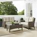 Outdoor Wicker Conversation Set Oatmeal & Light Brown - Coffee Table & 2 Loveseats - 3 Piece