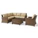 5 Piece Bradenton Outdoor Wicker Seating Set with Sand Cushions - Weathered Brown