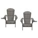 35 x 32 x 28 in. Foldable Adirondack Chair with Cup Holder Dark Gray - Set of 2