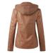 Labakihah Winter Coats For Women Women S Slim Leather Stand Collar Zip Motorcycle Suit Belt Coat Jacket Tops Brown