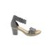 Rieker Heels: Gray Print Shoes - Women's Size 41 - Open Toe